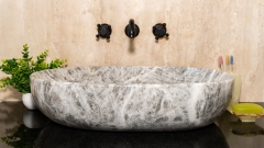 Белая раковина Cioto из натурального мрамора Crystal Grey ИТАЛИЯ 936922111 для ванной комнаты_1