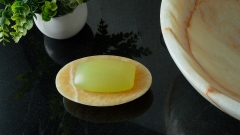Каменная мыльница овальной формы Letto из желтого камня Honey Onyx_3