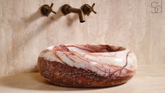 Каменная раковина круглой формы Brina из красного камня Red Honey_1