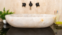 Каменная мойка Cioto из белого кварцита Crystalo БРАЗИЛИЯ 936933111 для ванной комнаты_1