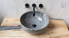 Серая раковина Bowl M19 из натурального гранита Light Grey ИНДОНЕЗИЯ 6375151119 для ванной комнаты_2