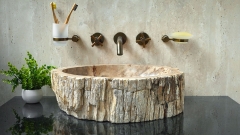 Каменная мойка Hector M183 из окаменелого дерева Petrified Beigewood ИНДОНЕЗИЯ 00790211183 для ванной_1