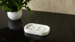 Накладная мыльница прямоугольнаядля в ванную CindyS из мрамора Bianco Carrara матовая_1