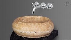 Каменная раковина круглой формы Brina из желтого камня Honey Onyx_1