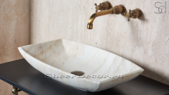 Мраморная раковина Ivona из белого камня Milk River ИНДИЯ 018048111 для ванной комнаты_5