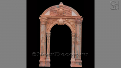 Каменный дверной портал Classico Sole из розового мрамора Sunset Red в сборе _1