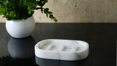 Накладная мыльница прямоугольнаядля в ванную CindyS из мрамора Bianco Carrara матовая_1