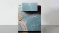 Стол Ladrillo из камня оникса Blue Onyx голубого цвета в сборе _1