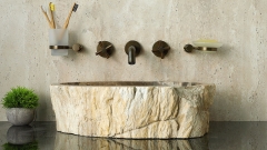 Накладная раковина для ванной Hector из окаменелого дерева Petrified Beigewood_1