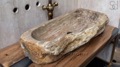 Каменная мойка Hector M105 из окаменелого дерева Petrified Beigewood ИНДОНЕЗИЯ 00790211105 для ванной_1