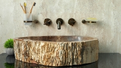Накладная раковина для ванной Hector из окаменелого дерева Petrified Beigewood_1
