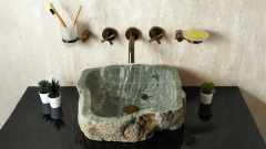 Каменная мойка Hector M175 из зеленого кварцита Dragon Green ИНДИЯ 00701411175 для ванной комнаты_1