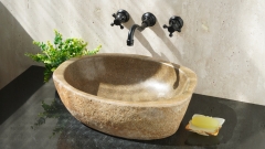 Мойка в ванную Piedra M623 из речного камня  Beige ИНДОНЕЗИЯ 00501111623_1
