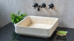 Мраморная раковина Cubise M4 из бежевого камня Galala Beige ИНДОНЕЗИЯ 932094114 для ванной комнаты_1