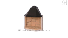 Каминная топка на дровах кирпичный Angolo Chamotte Red из камня_1