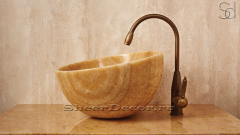 Желтая раковина Globe из камня оникса Honey Onyx ИНДИЯ 193016111 для ванной комнаты_2