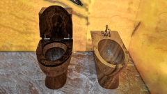 Каменное биде Anselmo Bide из коричневого камня - мрамора Wooden Yellow_1