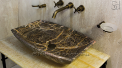 Мраморная раковина Ivona из коричневого камня Emperador Gold ИСПАНИЯ 018089111 для ванной комнаты_2