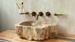 Накладная раковина для ванной Hector из окаменелого дерева Petrified Beigewood_1