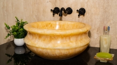 Каменная курна круглой формы Nica Coniform из желтого оникса Honey Onyx ИНДИЯ 101016123_4