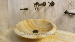 Желтая раковина Flo M2 из камня оникса Honey Onyx ИНДИЯ 015016112 для ванной комнаты_4