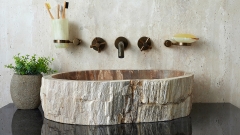 Накладная раковина для ванной Hector из окаменелого дерева Petrified Beigewood_1