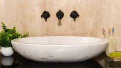 Белая раковина Anna из натурального мрамора Clouds ИСПАНИЯ 017010111 для ванной комнаты_1