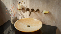 Желтая раковина Flo из камня оникса Honey Onyx ИНДИЯ 015016111 для ванной комнаты_3