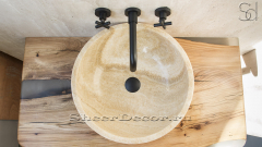 Каменная мойка Bowl M17 из бежевого оникса Beige Honey ИНДОНЕЗИЯ 6370931117 для ванной комнаты_1