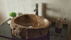 Коричневая раковина Hector M170 из дерева окаменелого дерева Petrified Brownwood ИНДОНЕЗИЯ 00709511170 для ванной комнаты_6