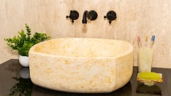 Бежевая раковина Olivia из натурального мрамора Galala Beige ИНДОНЕЗИЯ 117094111 для ванной комнаты_1