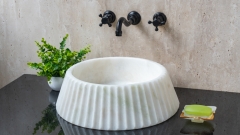 Мраморная раковина Lampada из белого камня Milk Clouds ИНДИЯ 000721111 для ванной комнаты_1
