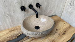 Раковина для ванной комнаты Piedra M300 из речного камня  Beige ИНДОНЕЗИЯ 00501111300_1