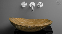 Коричневая раковина Eddita из натурального мрамора Wooden Yellow ЕГИПЕТ 010032111 для ванной комнаты_1