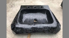 Гранитная раковина прямоугольной формы Diamond из черного камня Absolute Black_1