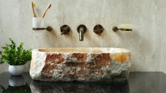 Каменная мойка Hector M195 из желтого оникса Honey Onyx ИНДИЯ 00701611195 для ванной комнаты_1
