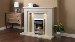 Мраморный портал для отделки камина Lepanto из натурального камня Botticino 139119106_1 Каменный портал бежевого цвета для облицовки камина Lepanto M6 из мрамора Botticino 139119106_1