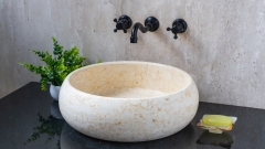 Бежевая раковина Ronda из натурального мрамора Galala Beige ИНДОНЕЗИЯ 003094111 для ванной комнаты_1