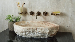 Каменная мойка Hector M168 из бежевого оникса Beige Honey ИНДИЯ 00709311168 для ванной комнаты_1