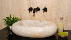 Каменная мойка Distrito из белого кварцита Crystalo БРАЗИЛИЯ 014933111 для ванной комнаты_1