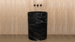Черная раковина с пьедесталом Liso M2 из натурального мрамора Nero Marquina ИСПАНИЯ 977018112 для  комнаты_2