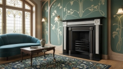 Гранитный портал для отделки камина Norma из натурального камня Absolute Black 169116405_4 Каменный портал черного цвета для облицовки камина Norma M5 из гранита Absolute Black 169116405_4