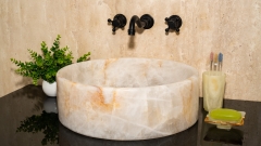 Белая раковина Kale из камня кварцита Crystalo БРАЗИЛИЯ 019933111 для ванной комнаты_1