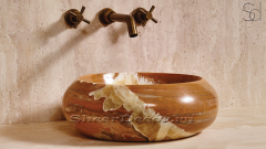 Коричневая раковина Bull из камня оникса Brown Honey ИНДИЯ 039081111 для ванной комнаты_1