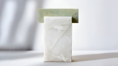 Стол Ladrillo DuoGreen из камня оникса White Onyx белого цвета в сборе _1
