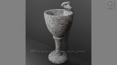 Мраморная раковина на пьедестале Goblet из серого камня Overlord Flower КИТАЙ 042019171 для ванной комнаты_4