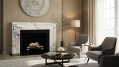 Мраморный портал для отделки камина Lani из натурального камня Milas Lilac 474132102_2 Каменный портал белого цвета для облицовки камина Lani M2 из мрамора Milas Lilac 474132102_2