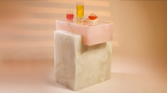 Каменный стол Ladrillo DuoPink из оникса White Onyx белый в сборе _1