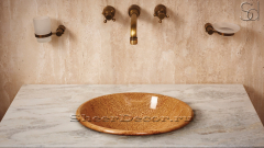 Мраморная раковина Sfera M2 из коричневого камня Wooden Yellow ЕГИПЕТ 001032112 для ванной комнаты_4