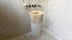 Каменная мойка Alana M4 из желтого оникса Honey Onyx ИНДИЯ 041016874 для ванной комнаты_1